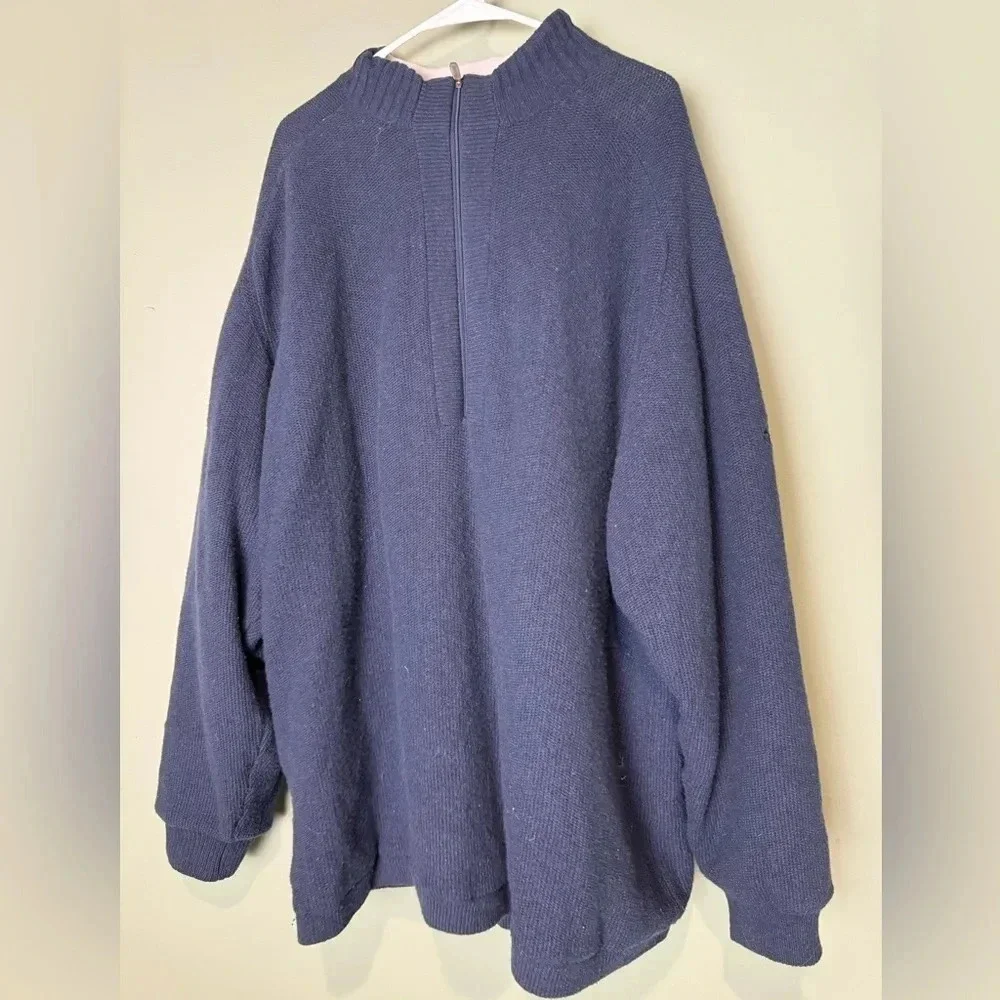 Adidas Mens Wool Quarter Zip Pullover Lined Heavy Thick‎ Sweater XXLarge Navy